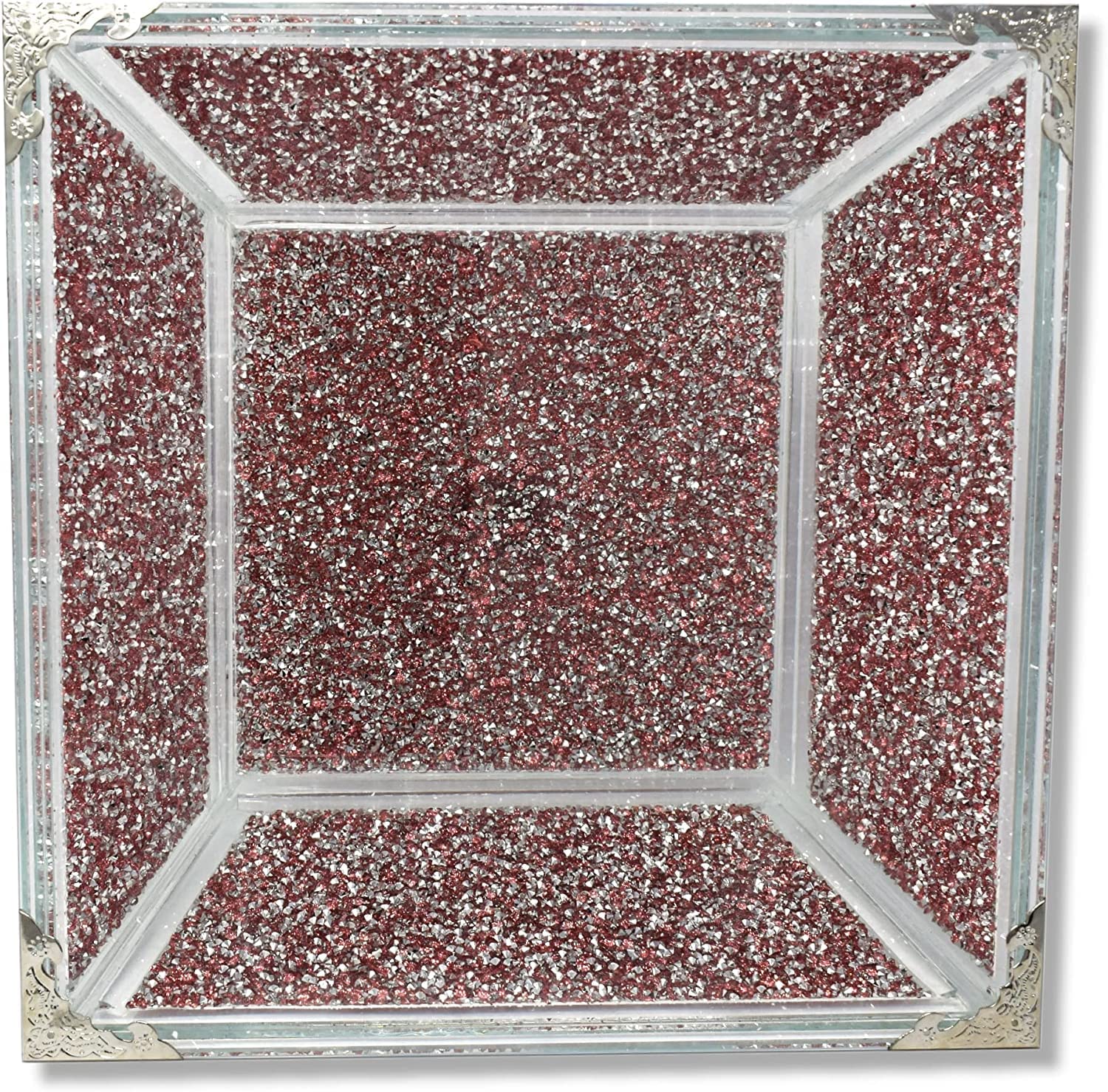 Sparkling Pink Glass Diamond Kitchen Bowl - Elegant Fruit Storage for Home Decor