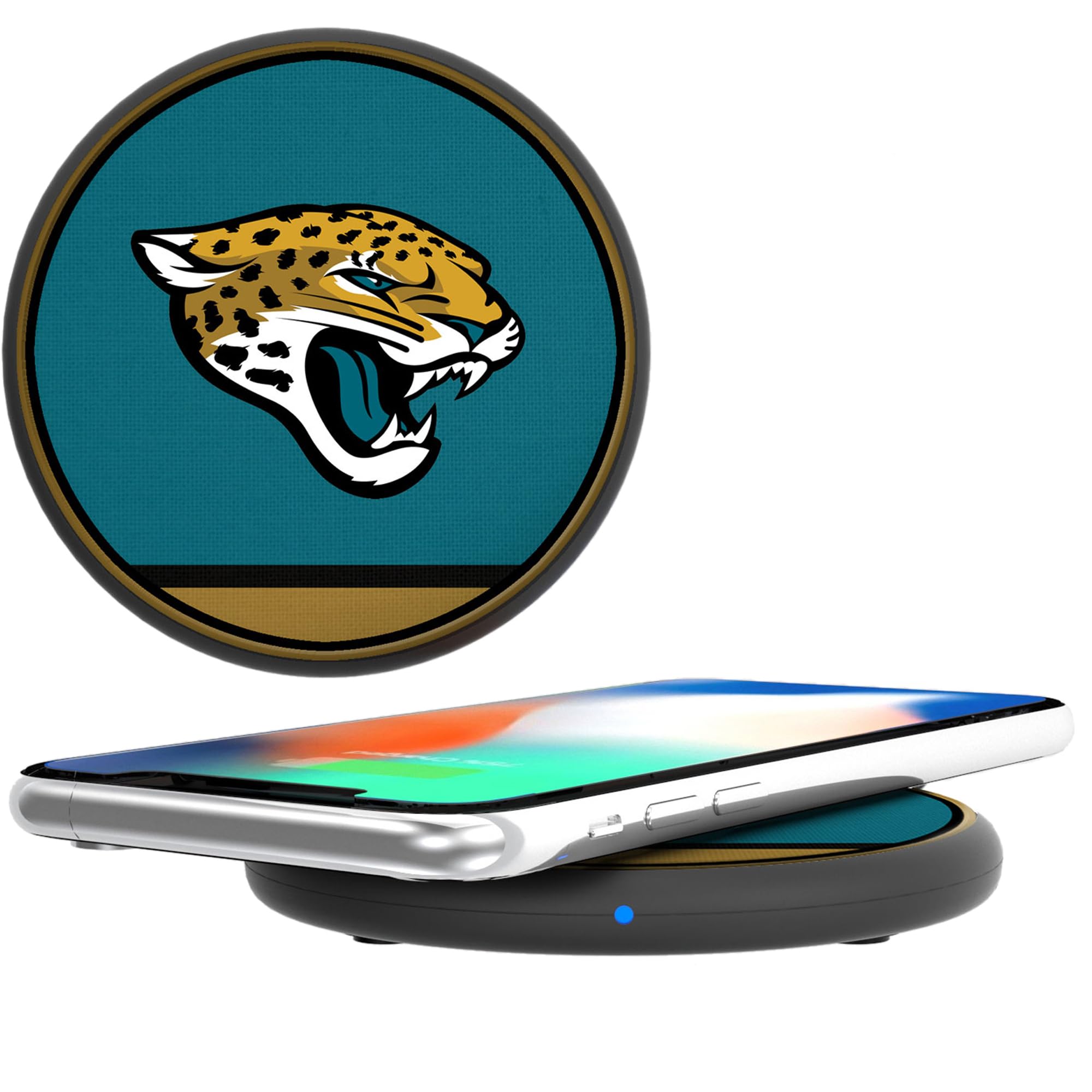 Jacksonville Jaguars NFL Wireless Phone Charger - Fast Qi-Certified Charging Pad for iPhone, Samsung, Android - Perfect for Home, Office, and Car Use