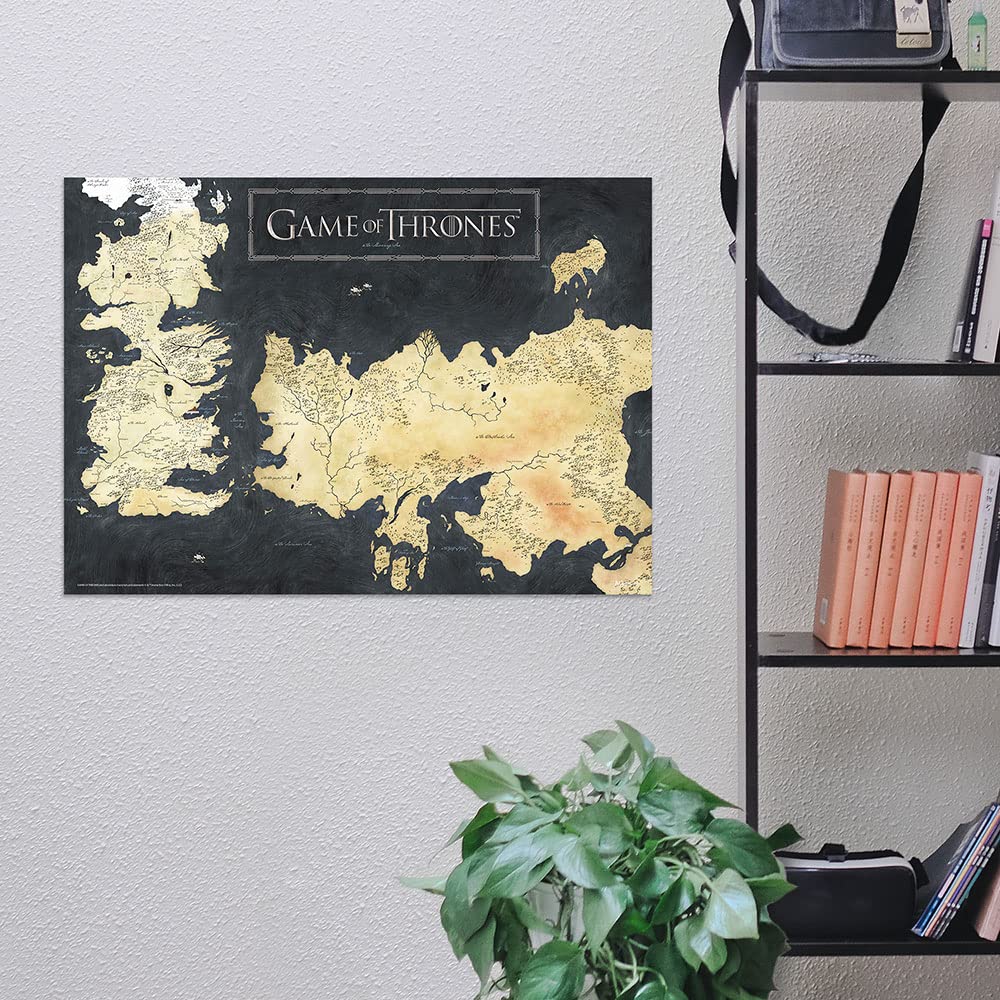 Game of Thrones Westeros Map Wall Art - 24” x 17” Durable Canvas Poster - Officially Licensed Collectible - Perfect for Living Room, Bedroom & Game Room Decor