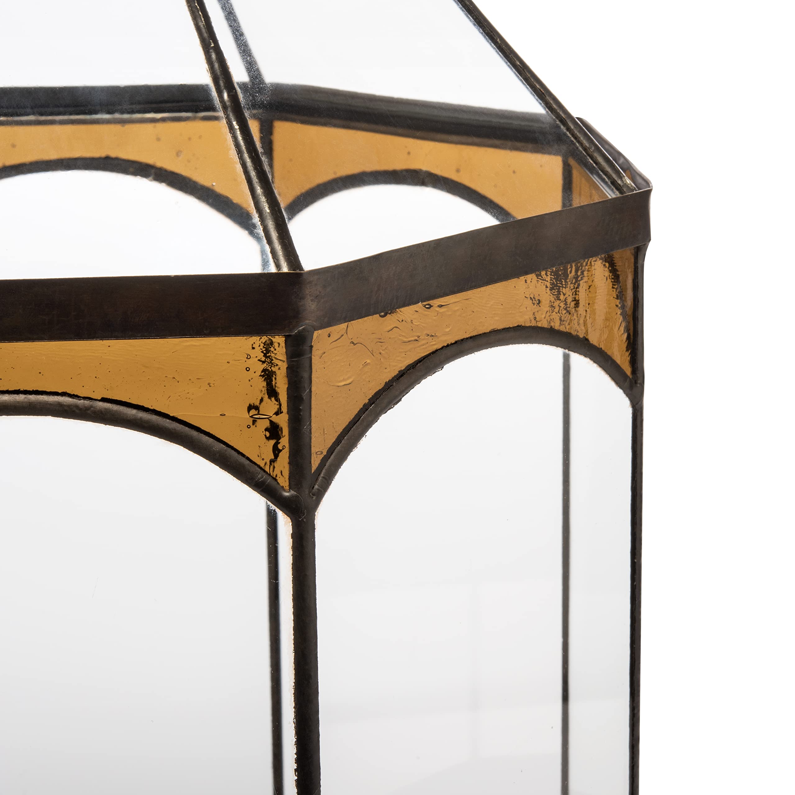 H Potter 8-Sided Terrarium Wardian Case with Curved Glass & Brown Accents - Large Glass Greenhouse for Plants, Succulents & Home Decor | Perfect for Indoor Gardening, Office Decor & Gift Ideas