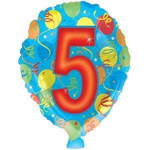 PMU Foiltex 18 Inch Number 5 Latex Balloons for Birthday Party Decorations - Pack of 10 | Perfect for Birthdays, Anniversaries, Graduations & Baby Showers