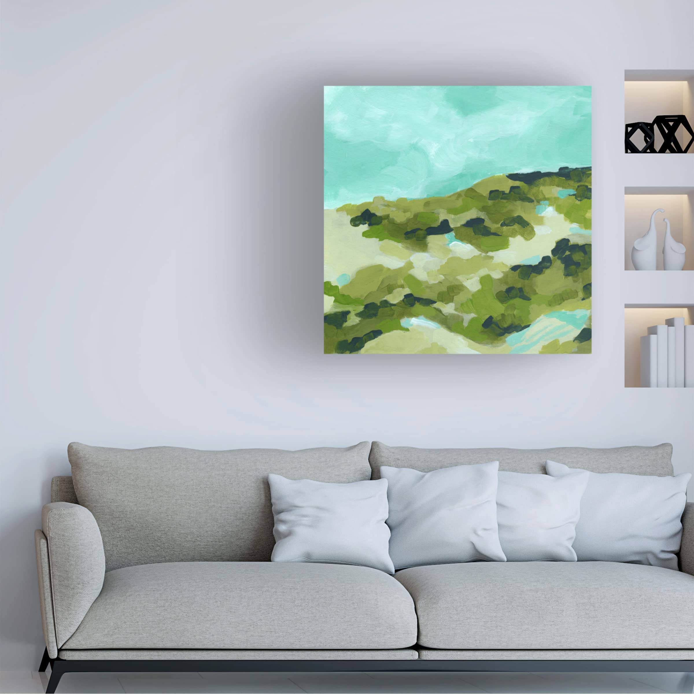 June Erica Vess 'Spring Hillside II' Canvas Wall Art Print - Landscape Nature Painting for Living Room, Bedroom & Office Decor