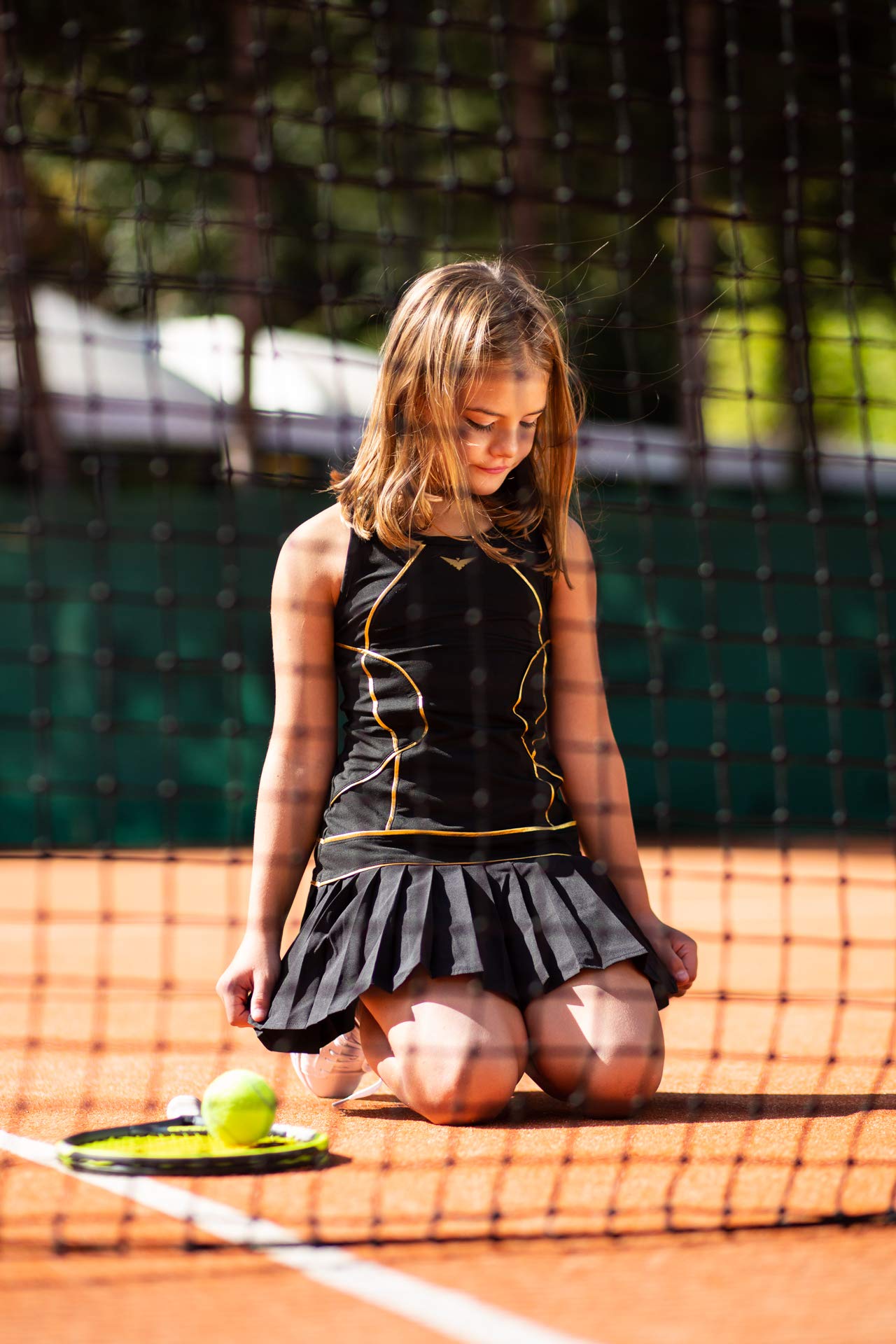 Girls White & Black Pleated Tennis Dress - Stylish Golf & Tennis Outfit for Girls - Perfect for Sports, Practice & Casual Wear