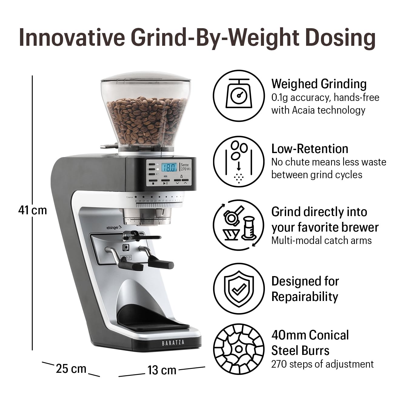 Baratza Sette 270Wi Conical Burr Coffee Grinder with Weight-Based Dosing - Perfect for Espresso, Pour Over, and French Press Brewing at Home