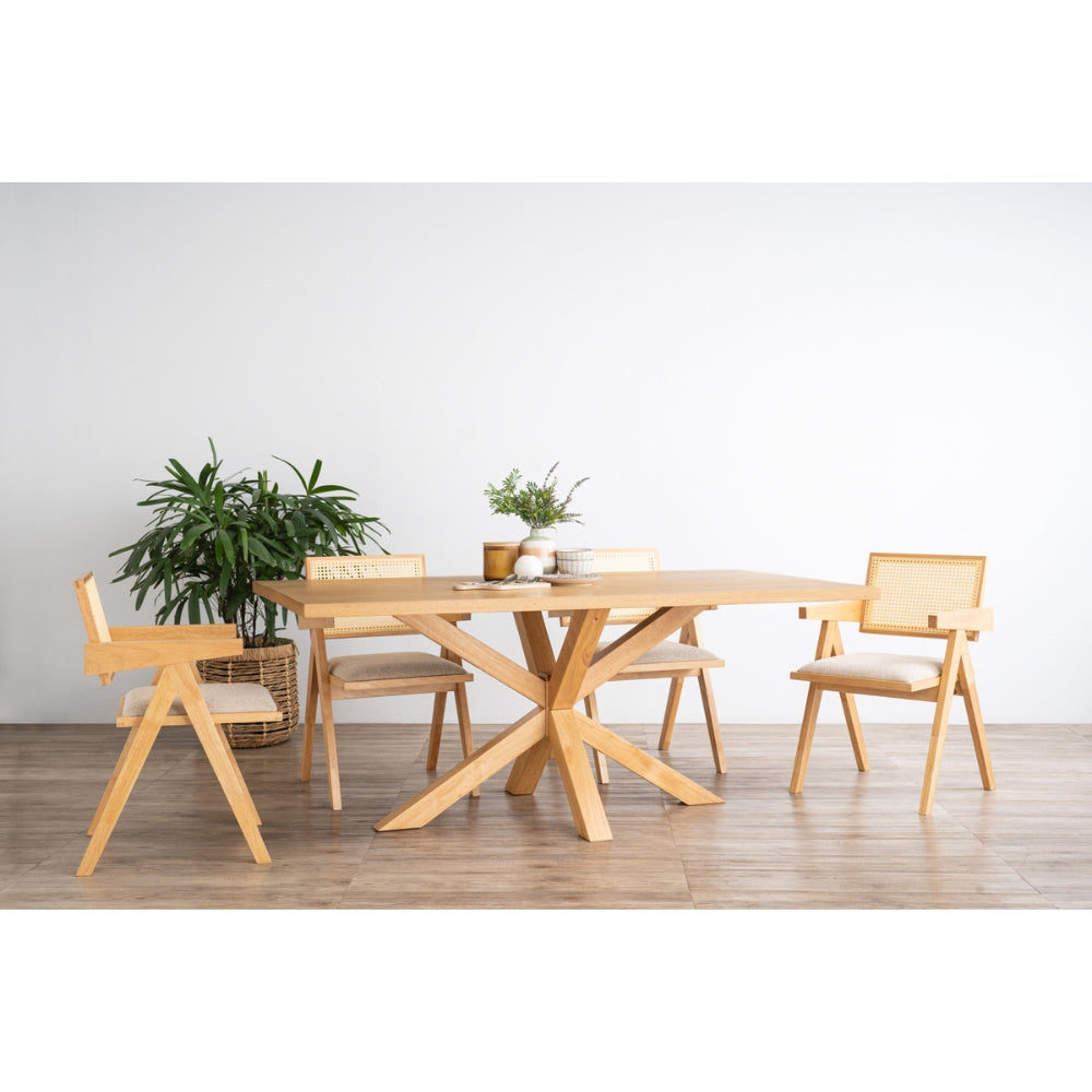 180cm Kare Solid Wood Dining Table - Natural Finish for Modern Dining Room & Kitchen Decor