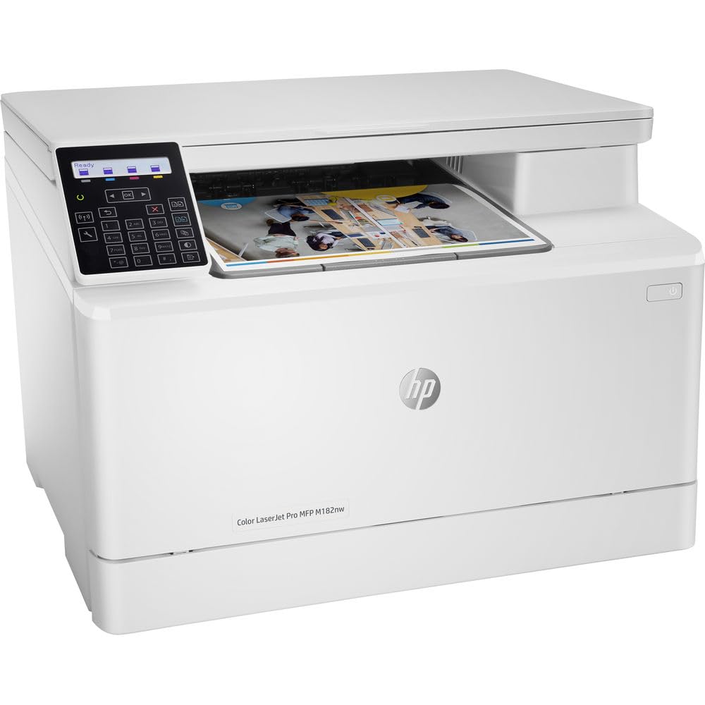 HP Color LaserJet Pro MFP M182nw Wireless All-in-One Printer | Print, Scan, Copy | Mobile & Remote Printing | Includes Network Cable, Cable Ties & Cleaning Kit (7KW55A#BGJ) | Perfect for Home Office & Small Business Use