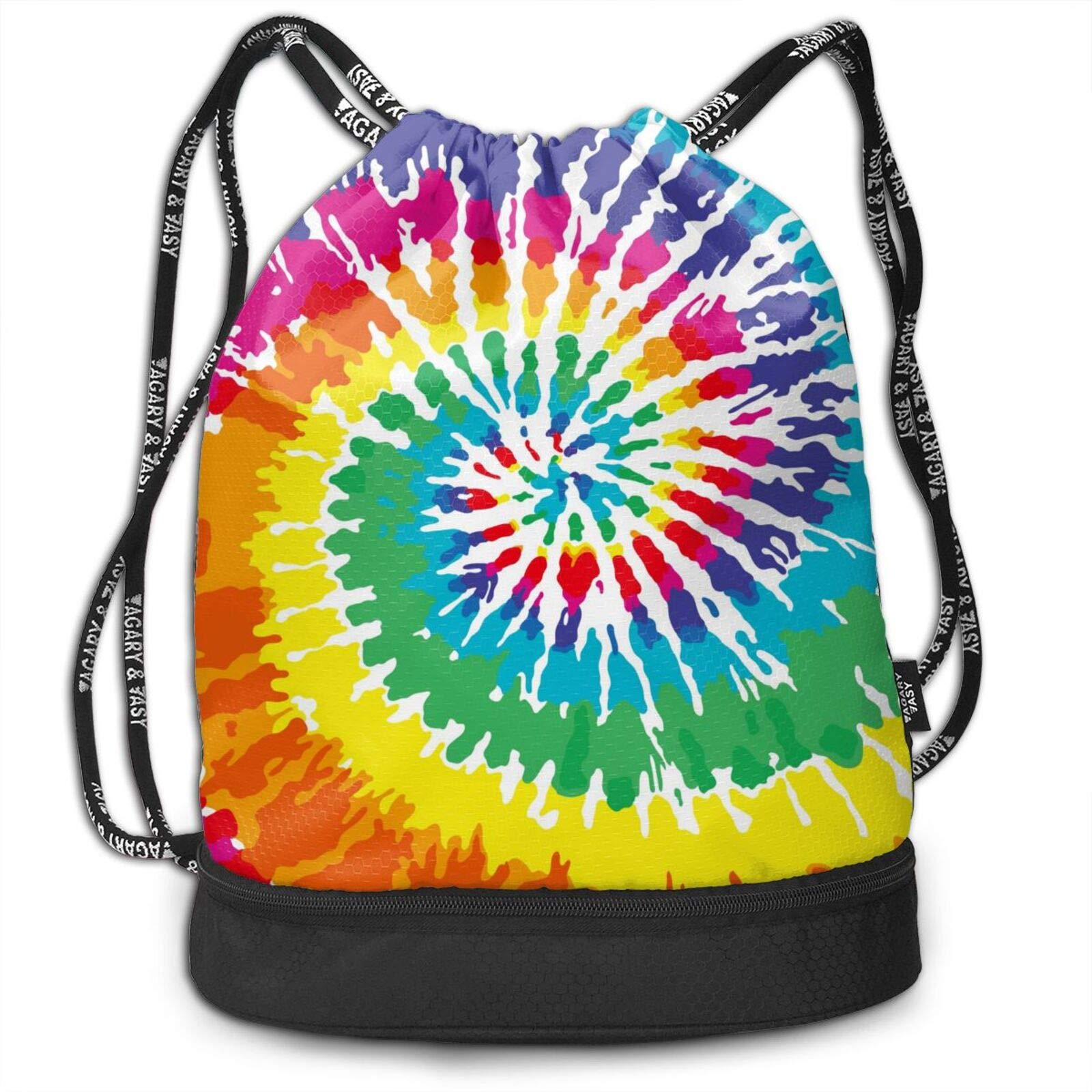 D-WOLVES Drawstring Backpack - Swirl Tie Dye Cinch Sackpack for Women, Men, Boys & Girls - Durable Lightweight Travel Backpack with Pockets for Gym, Beach, School, Hiking & Swimming - Perfect for Sports, Travel & Everyday Use