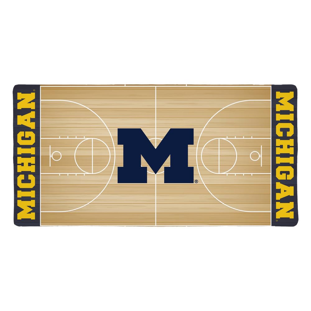 University of Michigan Wolverines Basketball Large Gaming Mouse Pad - Non-Slip Base & Stitched Edges (31.5