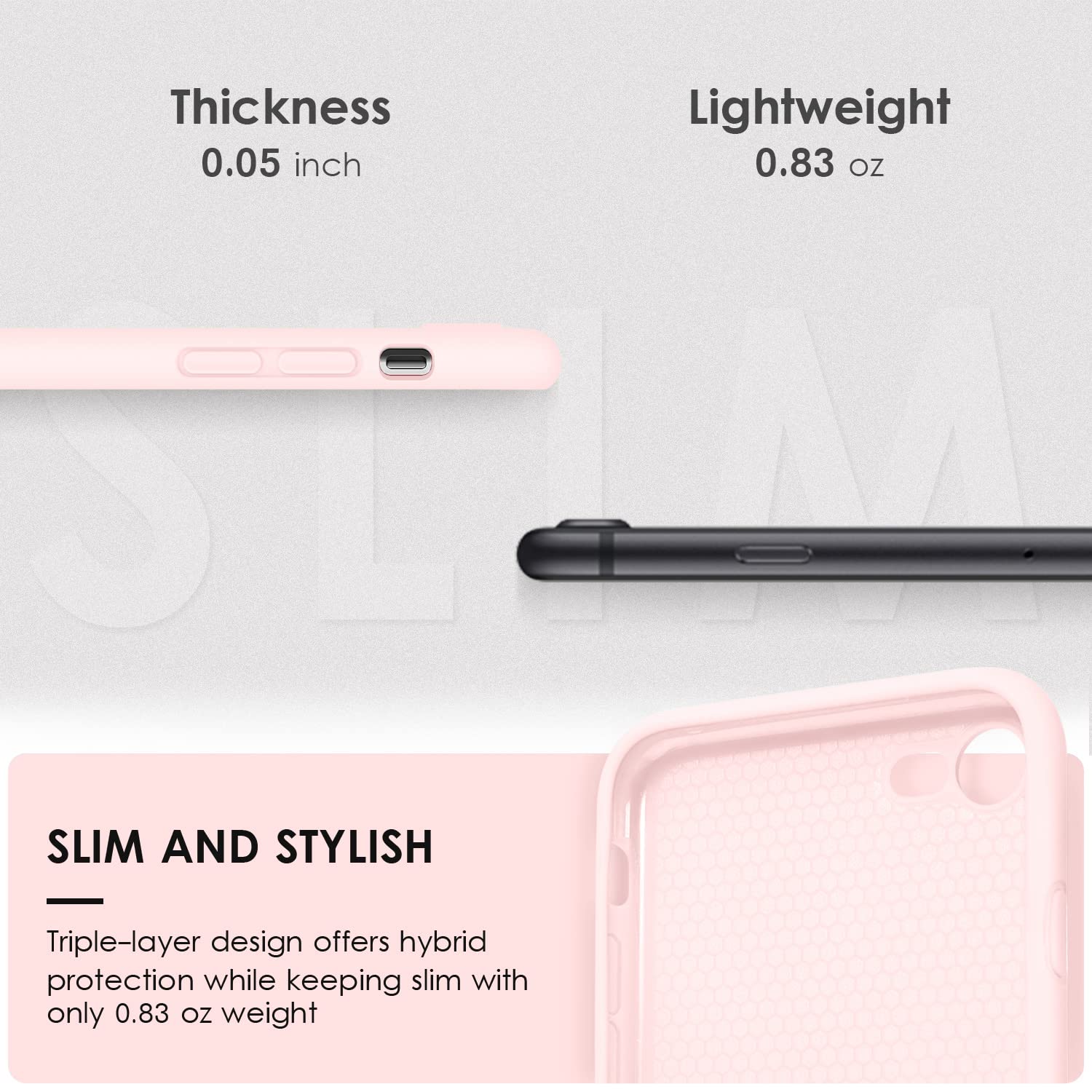 VIKESI Liquid Silicone Phone Case for iPhone SE 2022/2020, iPhone 8 & iPhone 7 (4.7 Inch) - Soft Protective Cover with Silky Feel for Women, Girls & Boys - Pink Ice | Perfect for Everyday Use, Work & Travel