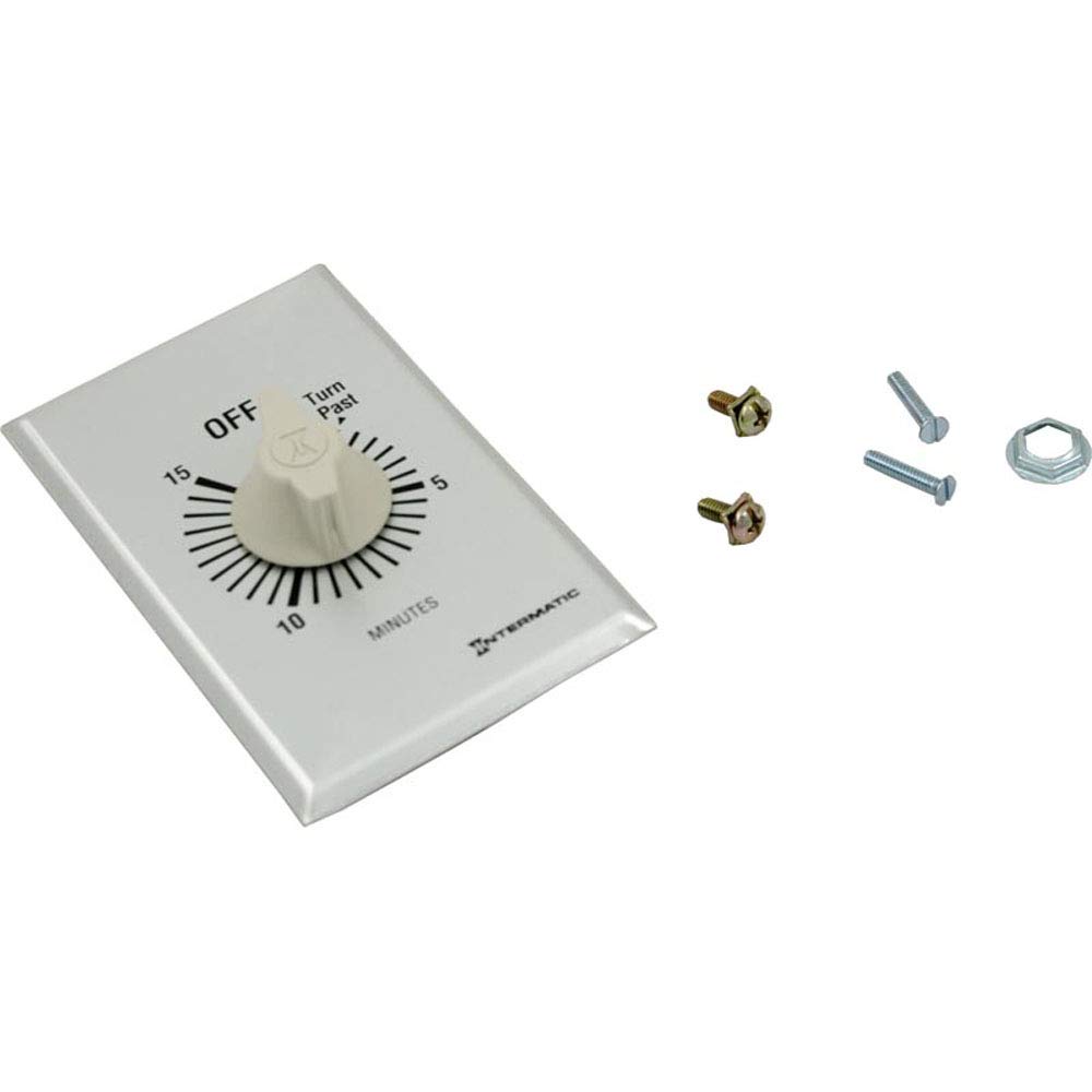 Intermatic FF15MC 15-Minute Spring Wound Wall Timer SPST No Hold - Universal Energy Saving Timer for Lights, Fans & Appliances - Automatic On/Off Switch with Brushed Metal Finish - Perfect for Home, Office & Workshop Automation