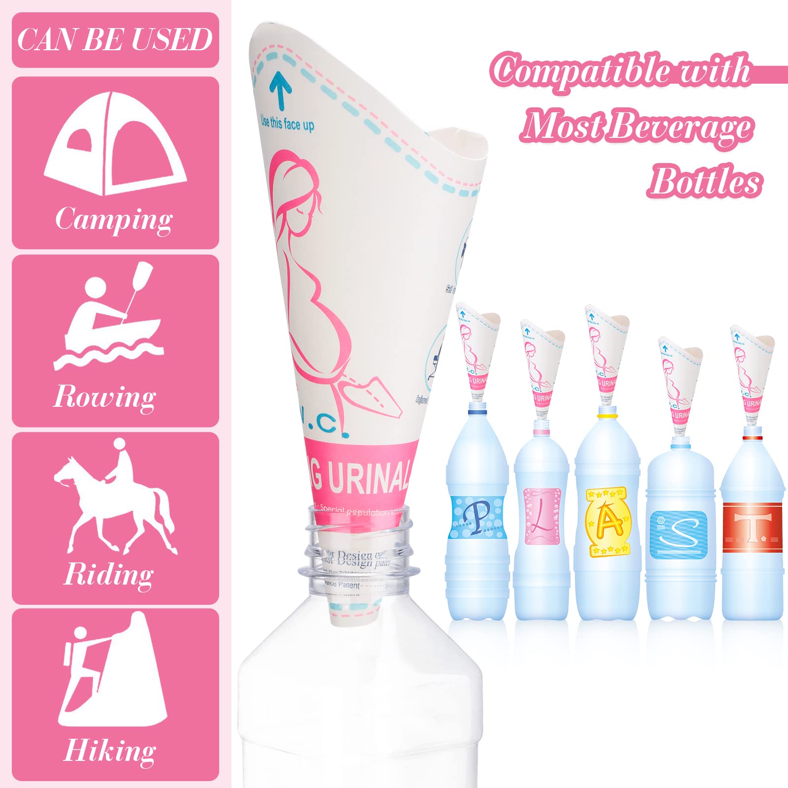 120 Pcs Disposable Female Urination Device - Portable Women's Urinal Funnel for Travel, Camping, Hiking & Pregnancy | Waterproof Standing Pee Cup for Outdoor Adventures, Road Trips & Emergency Use