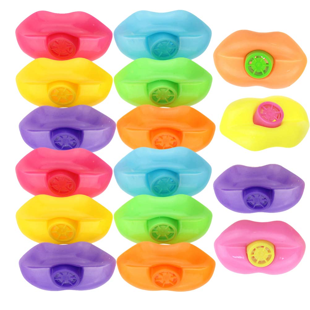 NUOBESTY 20PCS Plastic Lip Shaped Whistles - Loud Crisp Sound Party Noisemakers for Birthday, Wedding, Carnival & Sports Events (Random Colors) - Fun Favors for Cheering, Celebrations & Team Spirit