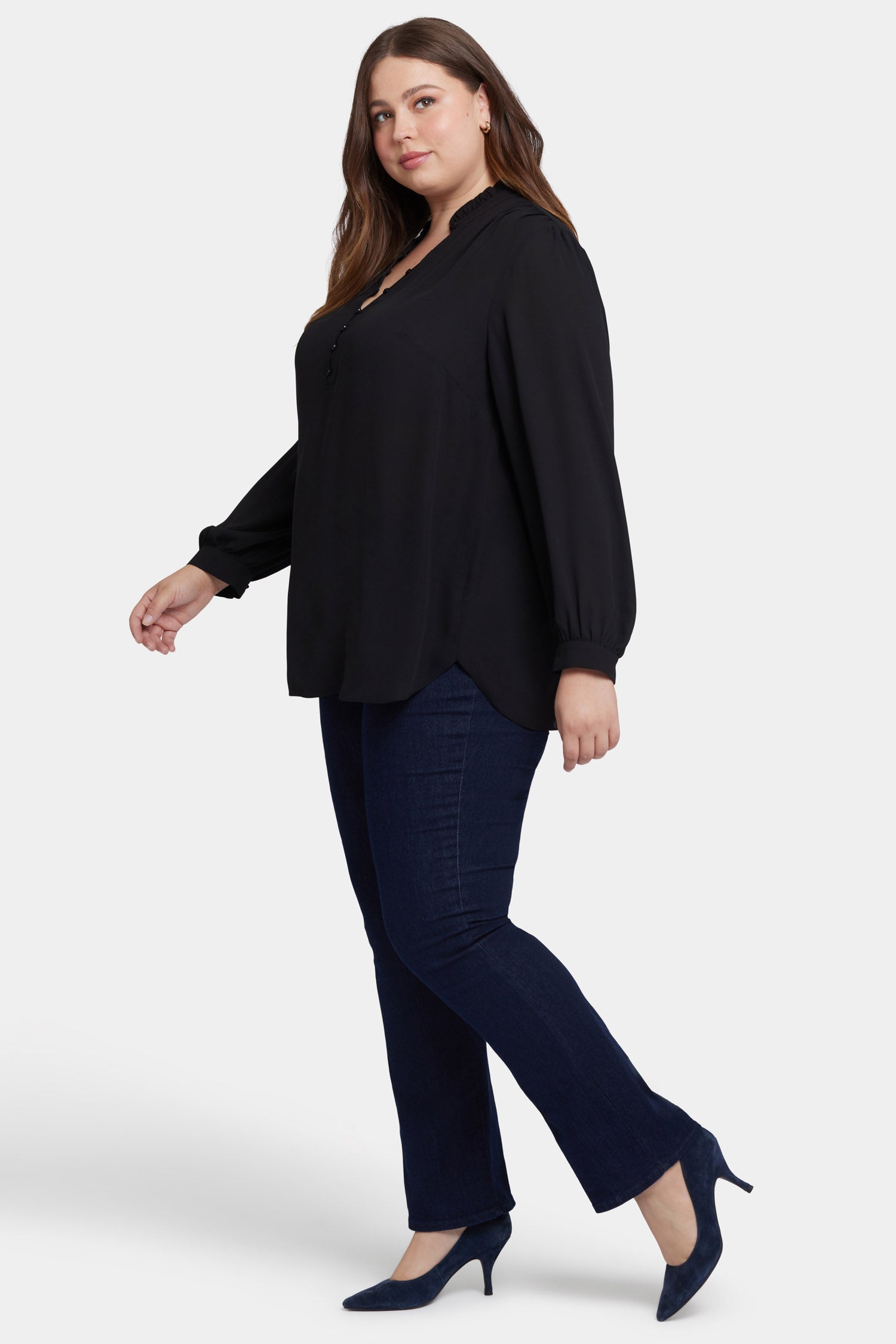 Plus Size Hannah Blouse for Women - Elegant Black Tunic Top | Perfect for Office Wear, Date Nights & Special Occasions