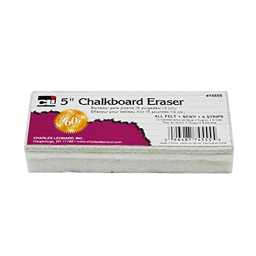 Premium Chalkboard Eraser - Durable Felt Eraser for Classroom & Home Use - Ideal for Teachers & Students - Charles Leonard Chl74555 - Perfect for Whiteboards, Blackboards & School Supplies