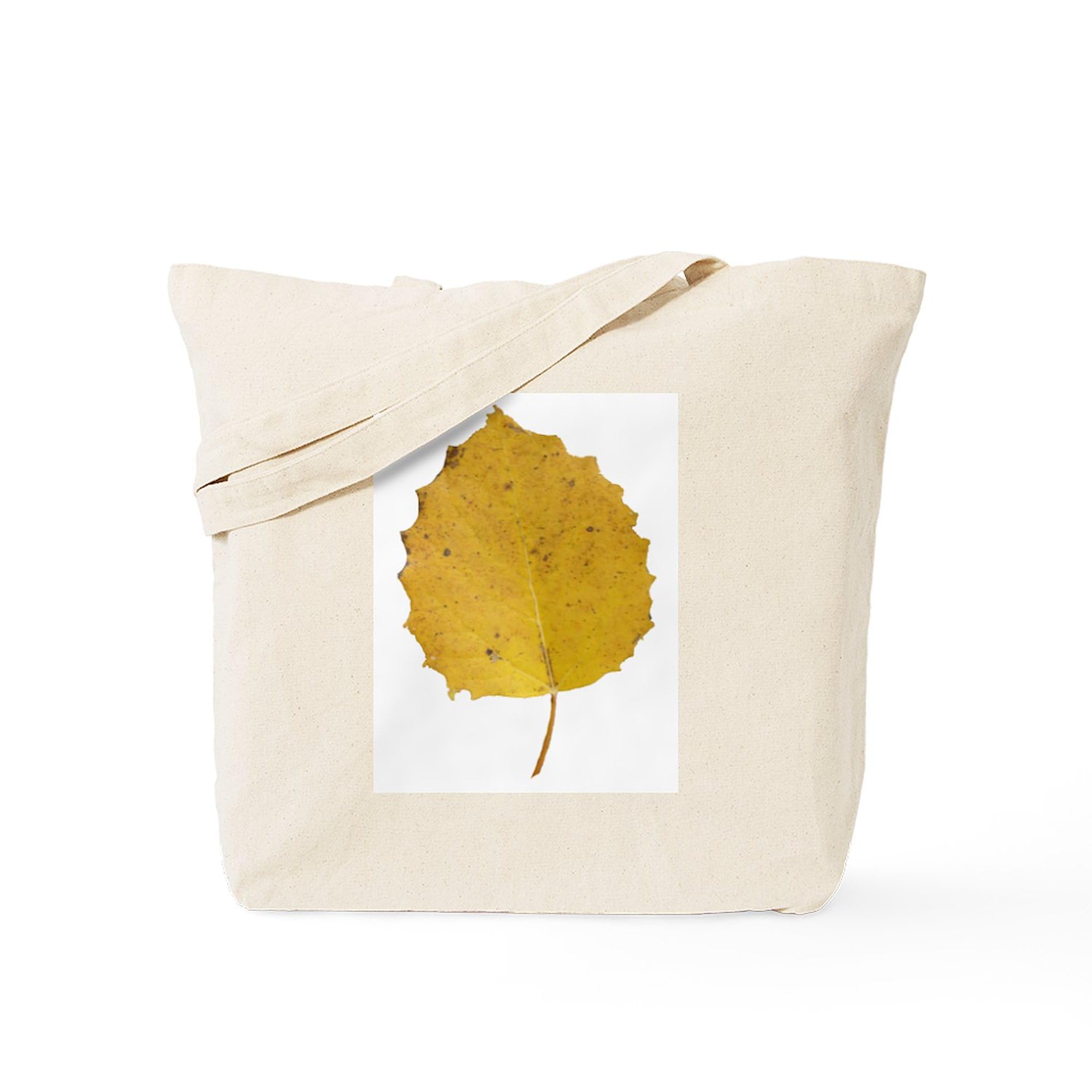 Golden Aspen Leaf Tote Bag - Natural Canvas Reusable Shopping Bag for Groceries, Beach & Everyday Use | Eco-Friendly & Durable