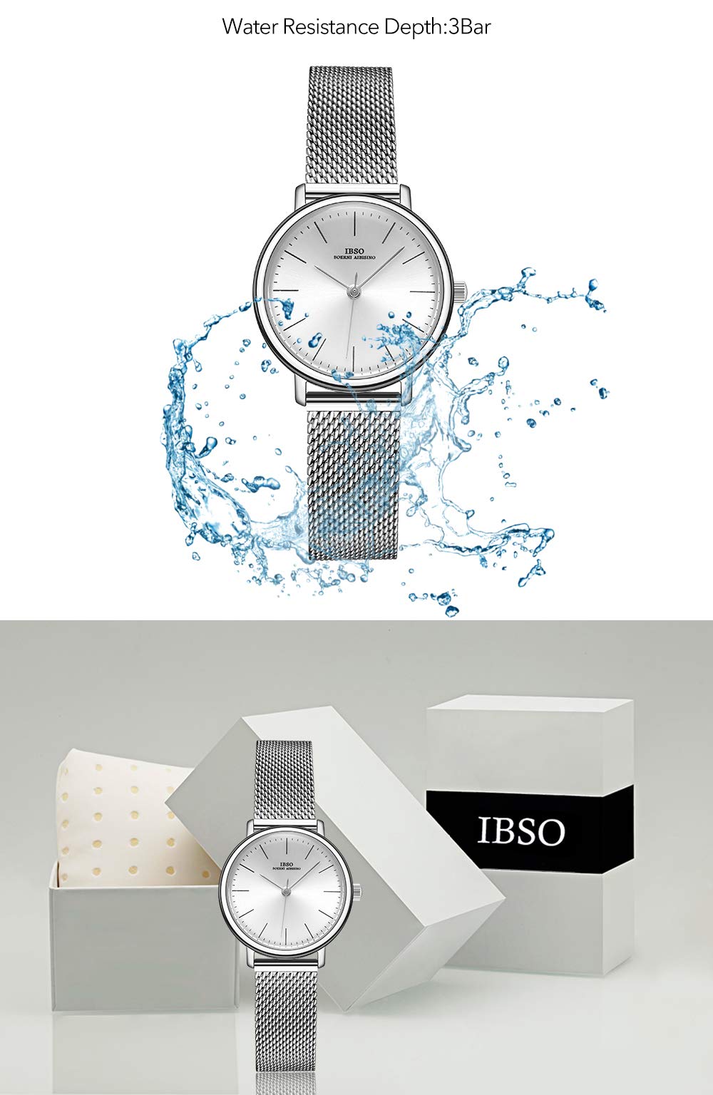 Elegant Women's Stainless Steel Mesh Band Watch - Waterproof Quartz Wristwatch with Unique Design - Perfect for Office, Party & Everyday Wear