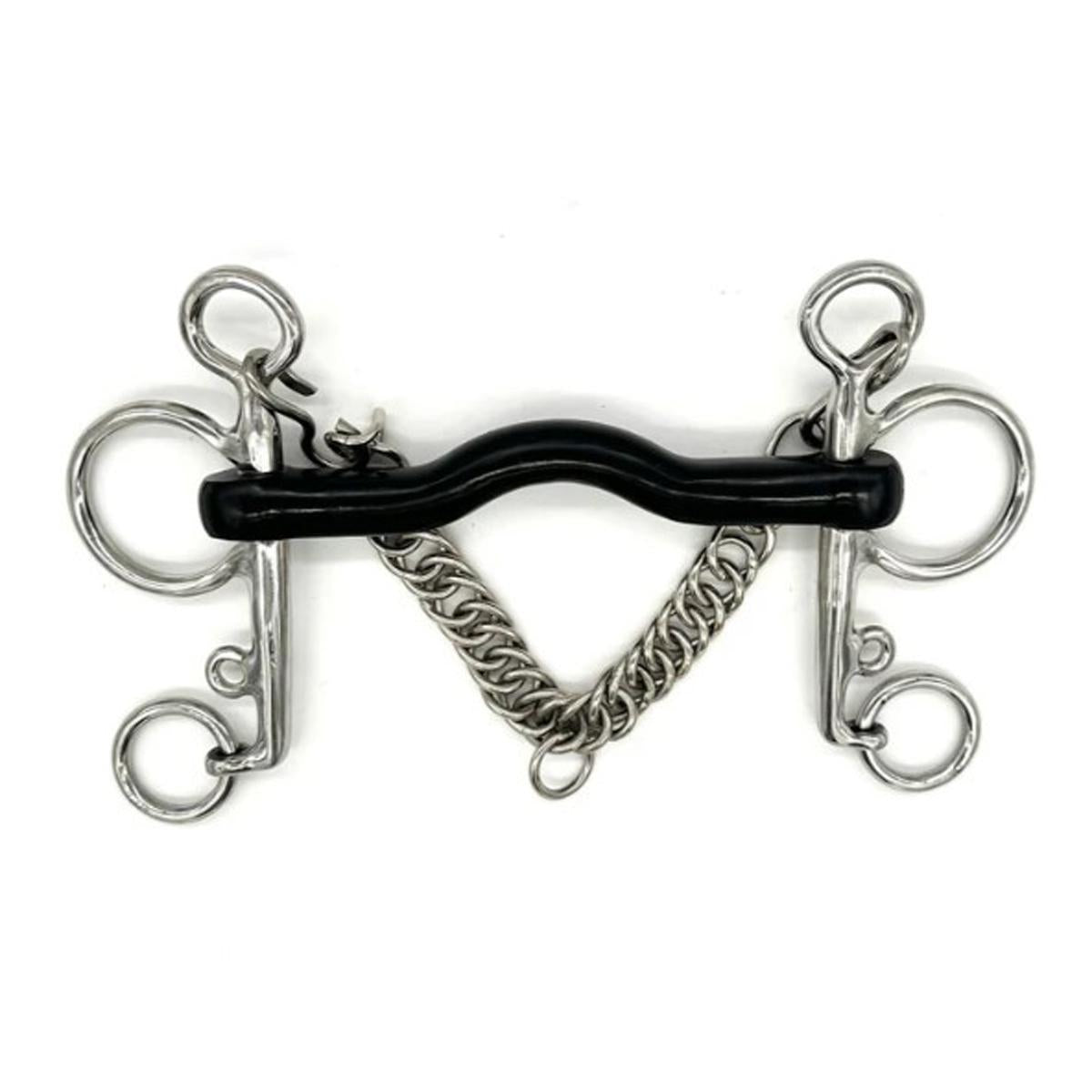 AJR Vulcanite Port Pelham Bit - Durable Horse Bit for English Riding, Dressage & Show Jumping - Comfortable & Secure Fit for Training & Competition