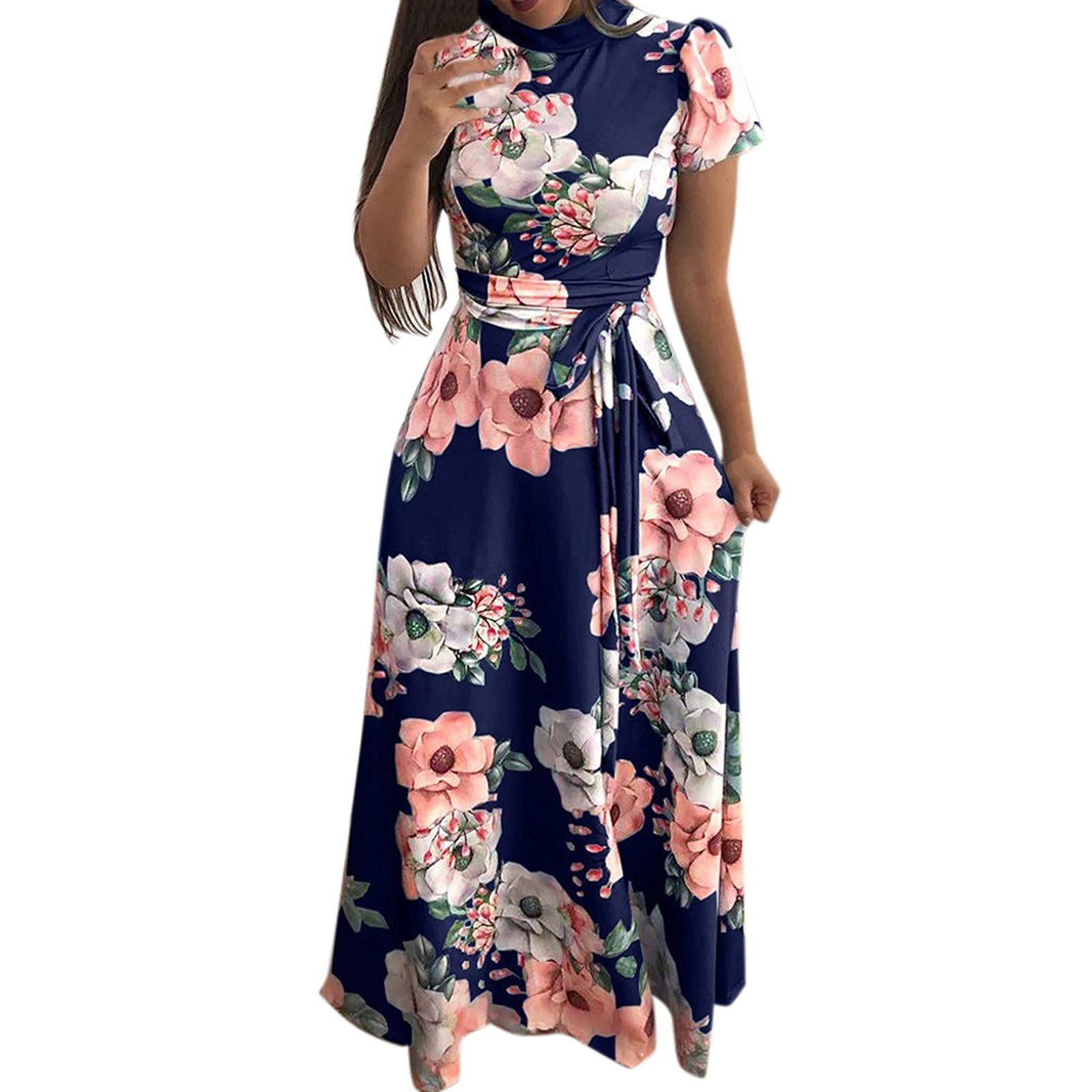**Elegant White Boho Maternity Maxi Dress for Baby Shower & Wedding - Flowy Handkerchief Hem, Long Sleeves (Blue, Small) | Perfect for Pregnancy Photos, Bridal Events & Special Occasions**