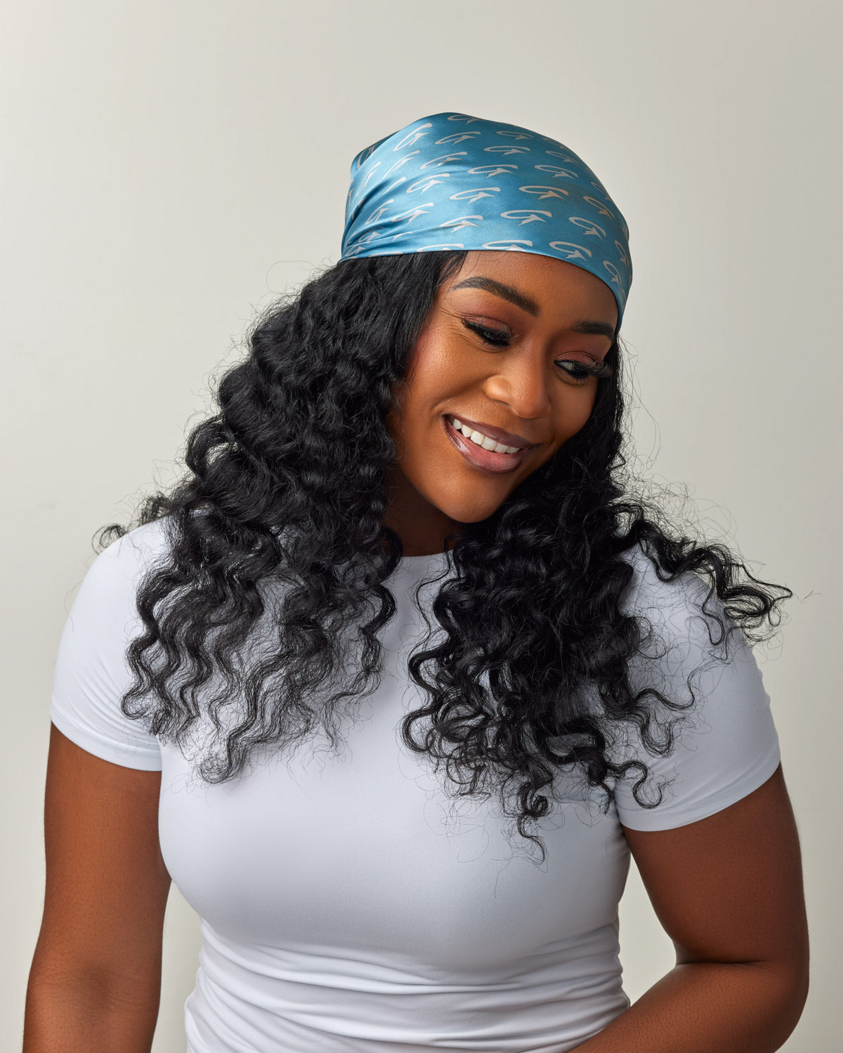 Luxury Monogram Silk Scarf - Medium Size Blue & Silver Pattern - Perfect for Women's Fashion Accessories, Gift Giving & Special Occasions