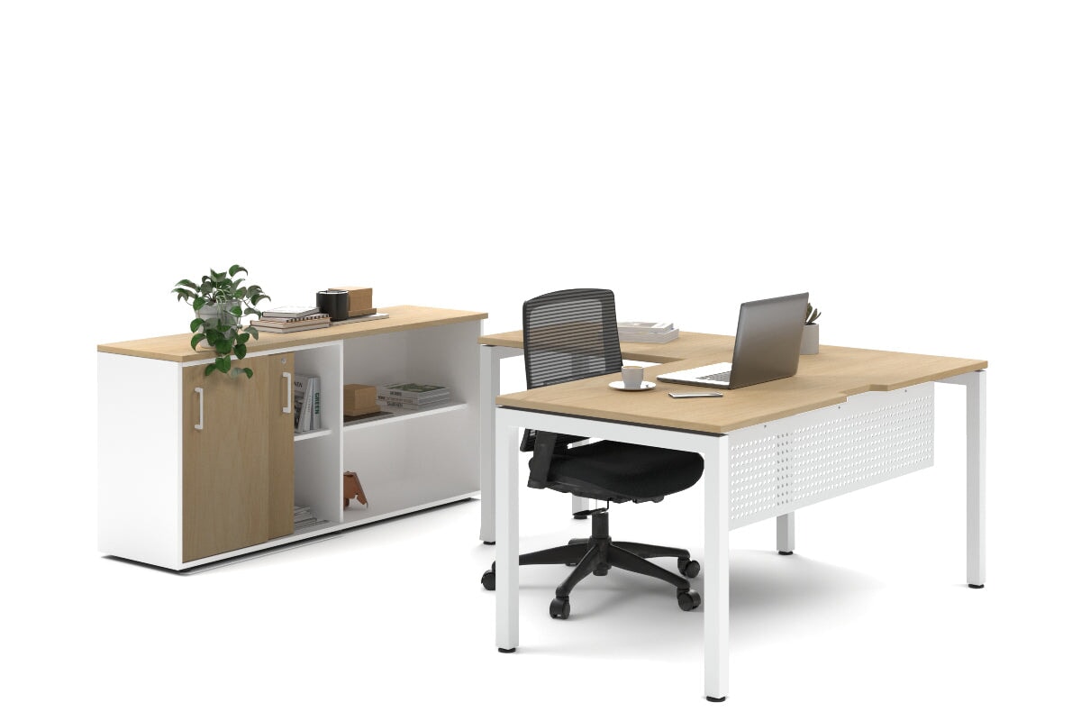 Quadro Square Legs L-Shaped Executive Desk with White Legs [1600L x 1700W] - Perfect for Home Office, Conference Rooms & Modern Workspaces