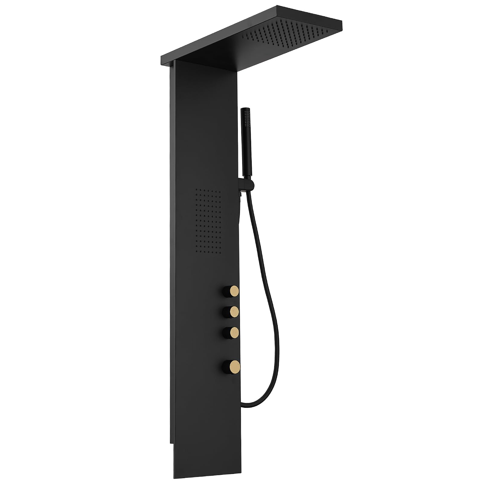 Premium Stainless Steel Shower Panel Tower System with Rainfall Shower, Body Jets & Handheld Shower - 3-Function Wall Mounted Black Shower System for Luxurious Spa-Like Bathroom Experience