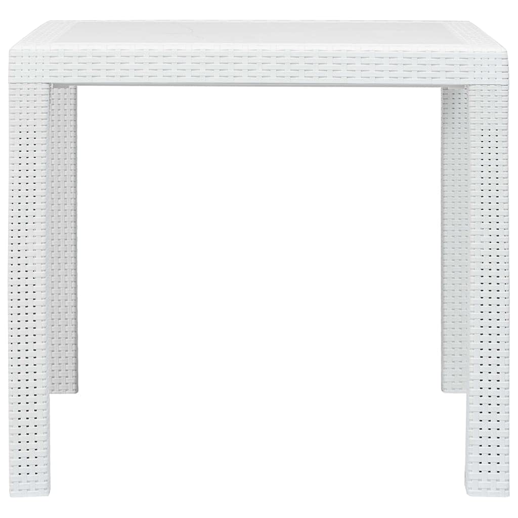 White Plastic Rattan Look Outdoor Garden Table 31.1