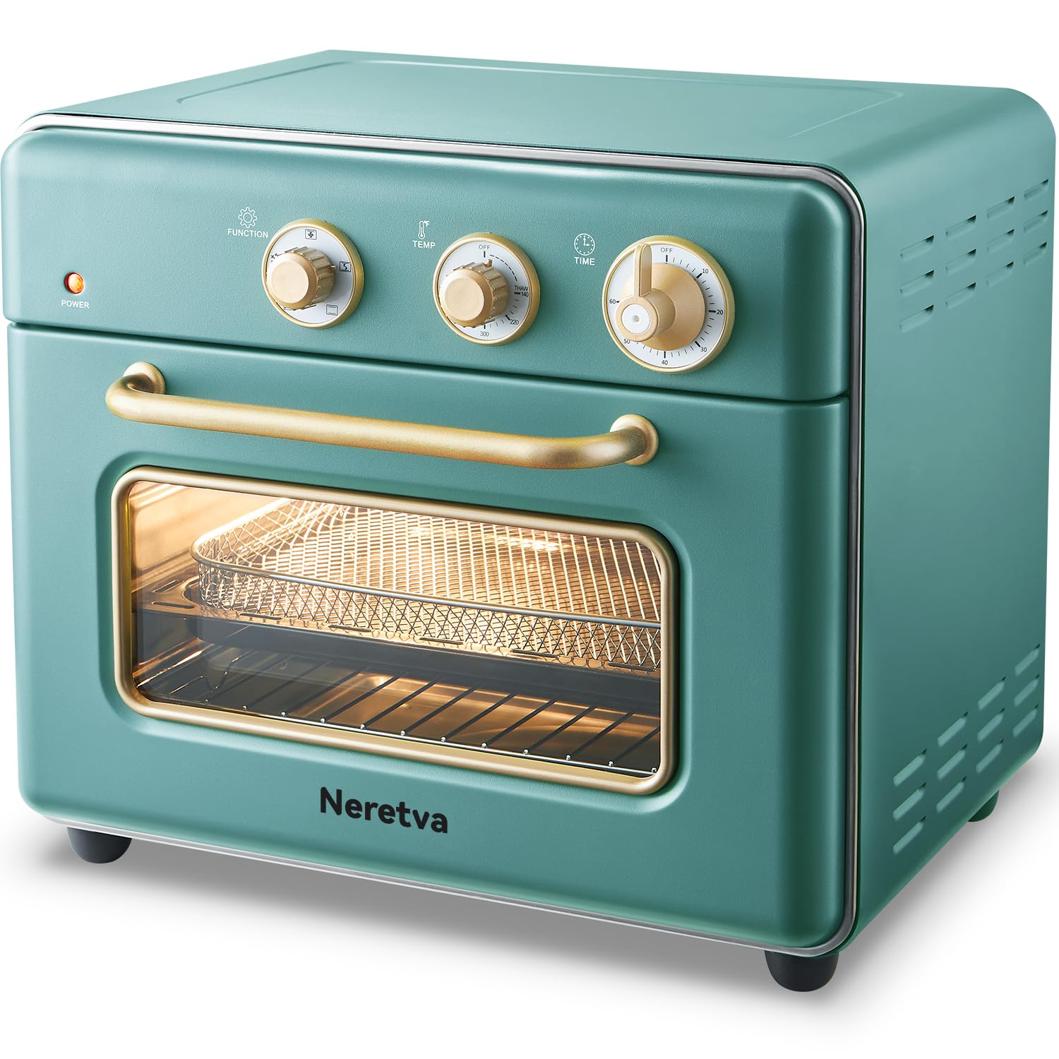 Neretva 21 QT 6-in-1 Toaster Oven Air Fryer Combo - 1500W Compact Countertop Toaster Oven with Rapid Heat Technology for Baking, Toasting, Broiling, Air Frying & Defrosting - Stainless Steel Design - Perfect for Small Kitchens, Dorms & RV Cooking