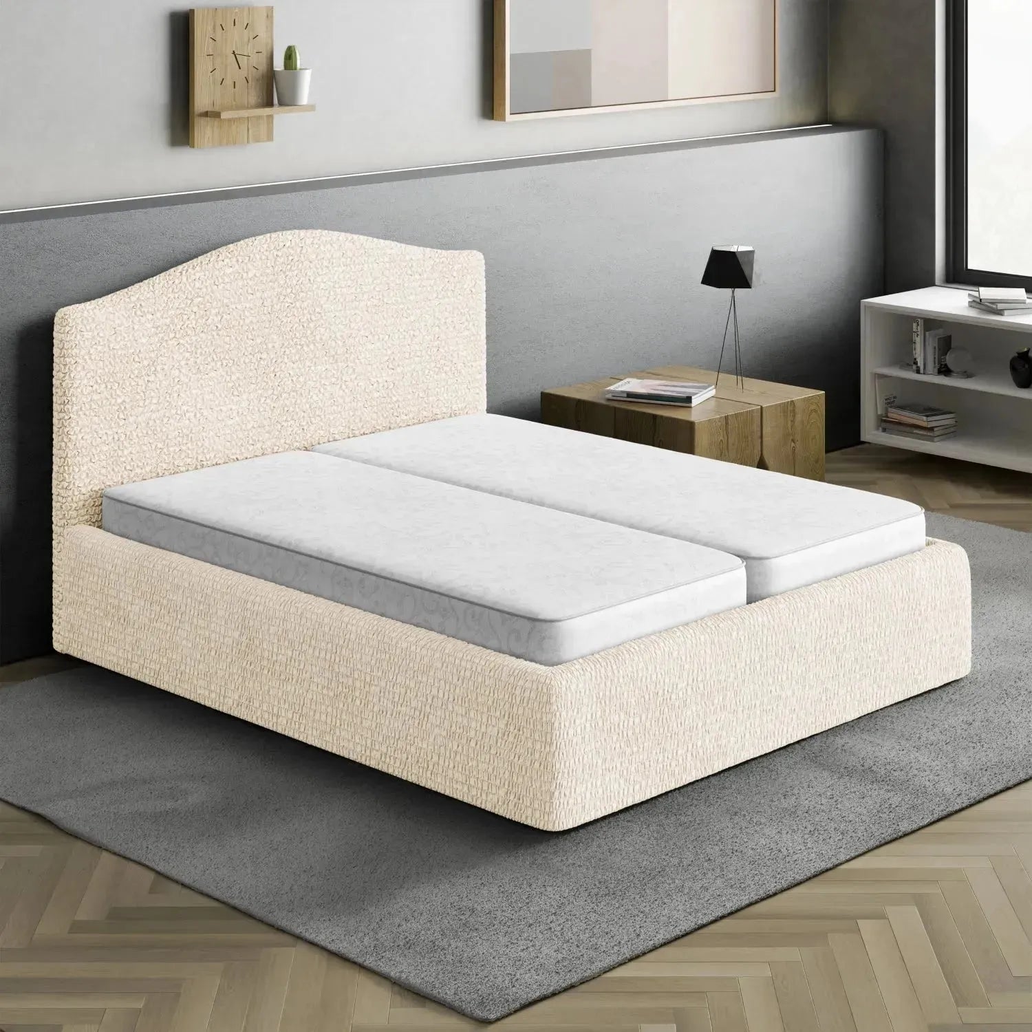 Full/Queen Size Bed Headboard & Frame Slipcover - Microfiber Collection | Elegant Bedroom Upgrade for Home Decor