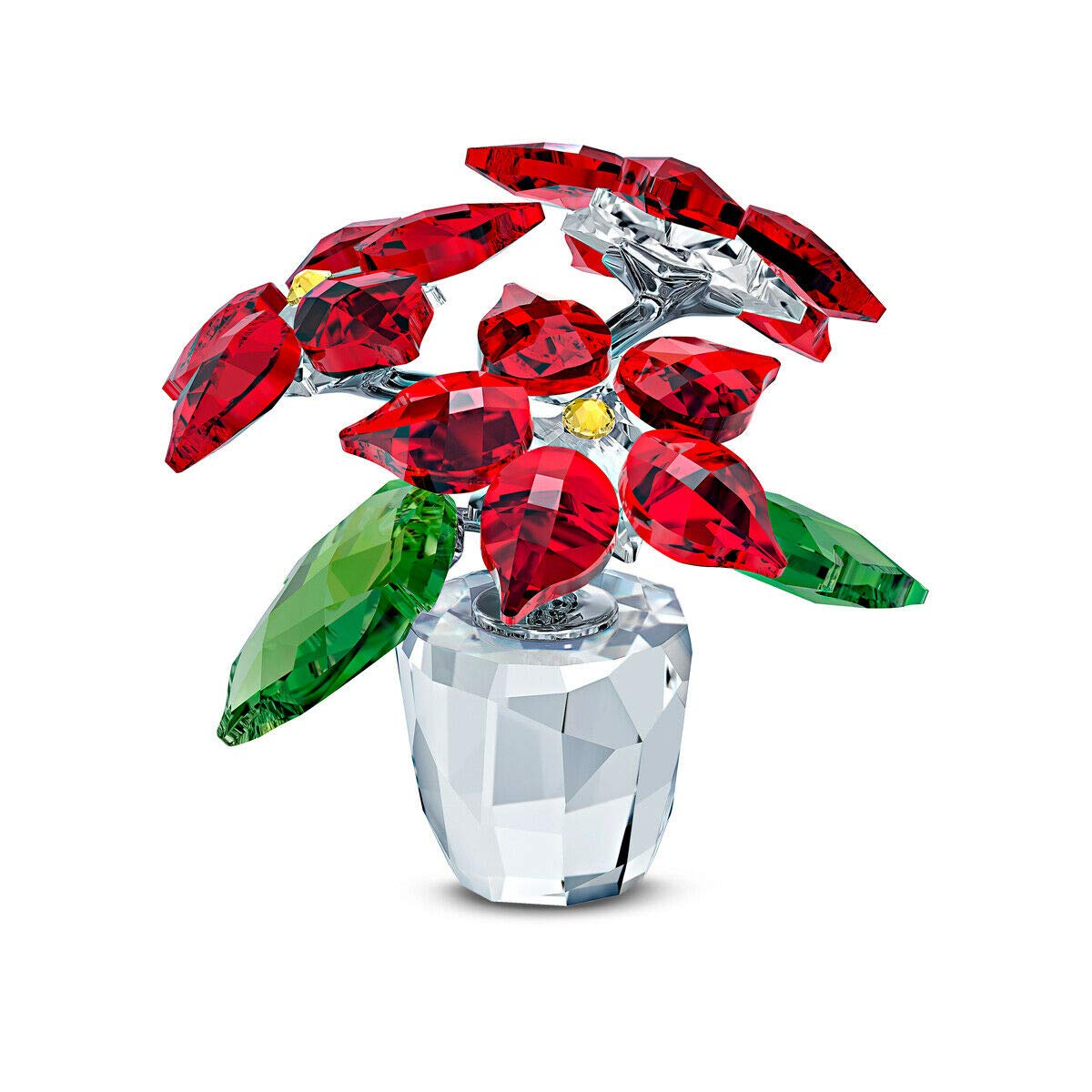 Swarovski Poinsettia Red Crystal Christmas Ornament - Elegant Holiday Tree Decoration for Xmas, Home, Party & Gift Giving