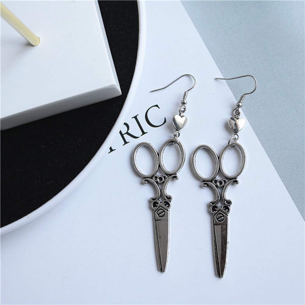 Gothic Scissors Dangle Earrings for Women & Men - Unique Hairdresser Fashion Jewelry - Perfect for Cosplay, Costume Parties & Gothic Style Accessories