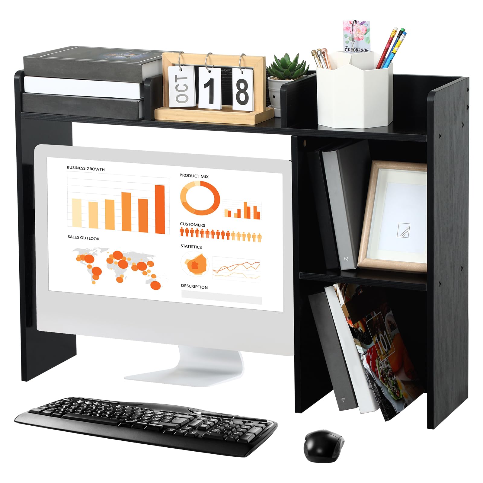 5-Shelf Dorm Desk Organizer with 3-Tier Hutch - 32.5