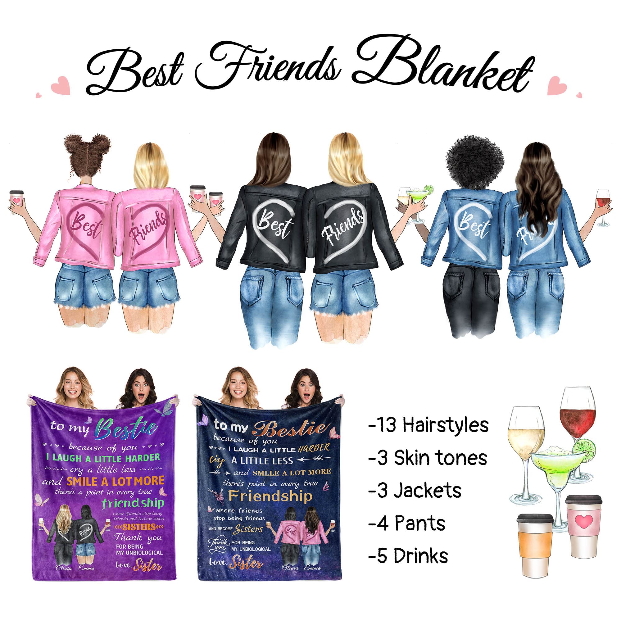 **Personalized Sister Blanket - Custom Name Throw Blanket for Women & Teens - Cozy Gift for Sisters, Best Friends & Family - Perfect for Birthdays, Christmas & Snuggling**