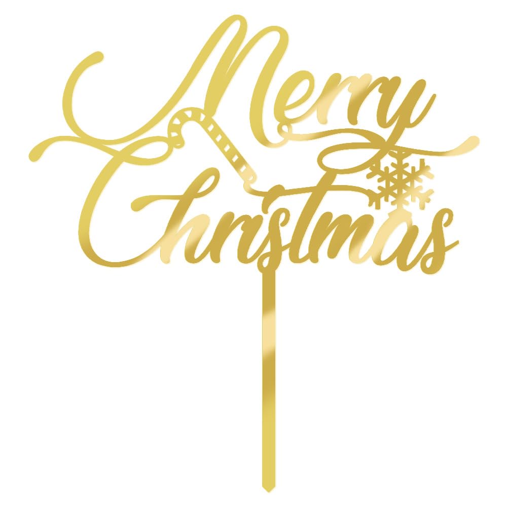 Glitter Acrylic Merry Christmas Cake Topper - Winter Holiday Party Decor for Kids & Adults - Perfect for Christmas Cakes, Cupcakes, Desserts & Festive Home Decorations