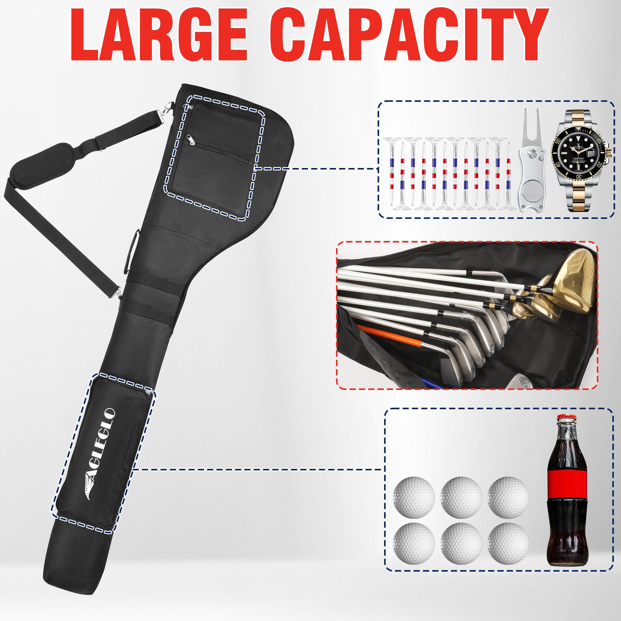 **EagleGlo Foldable & Adjustable Golf Travel Bag – Lightweight Carry Bag for 8-10 Clubs – Perfect for Men & Women – Ideal for Practice, Travel & Course Use**