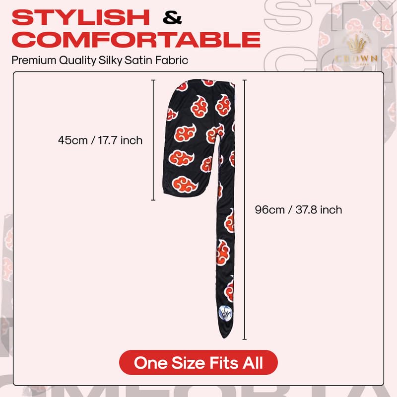 Red Clouds Durag - Premium Silky Red Cloud 360 Wave Du Rag with Long Tails & Quadruple Stitching - Smooth Silk Fabric for Ultimate Comfort & Compression - Perfect for Wave Hairstyles, Hair Protection & Fashion Accessories