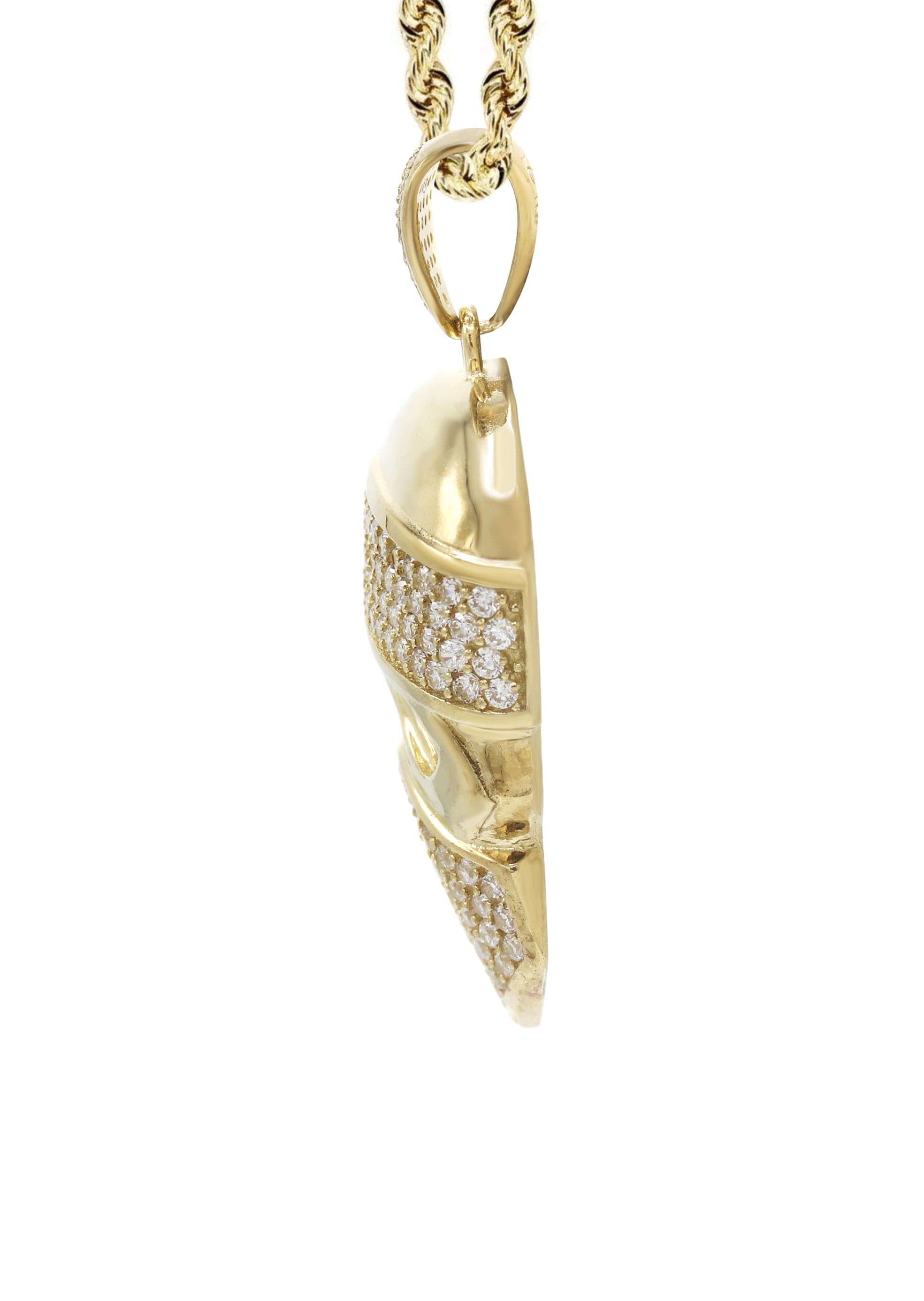10K Yellow Gold Skull Bandit Necklace for Men - 20 Grams Solid Gold Punk Jewelry - Perfect for Gothic Fashion, Biker Style & Edgy Outfits