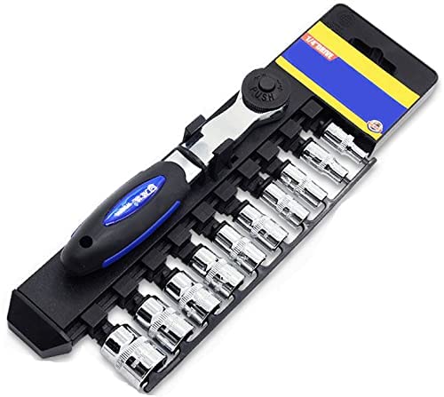 1/4-Inch Drive Metric 6-Point Standard Socket Wrench Set (11-Piece, 5-14mm) - Chrome Vanadium Steel with Storage Rack - Perfect for Automotive Repair, DIY Projects & Home Maintenance