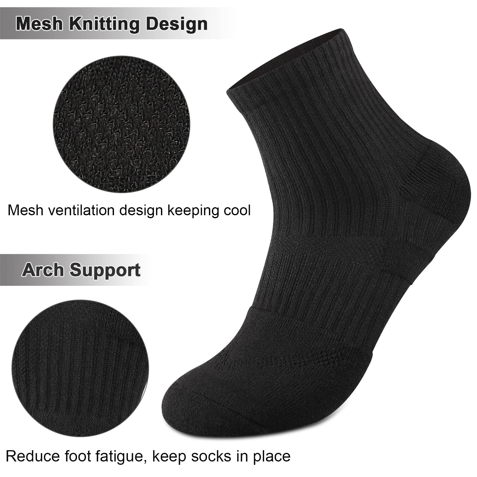 COOPLUS Women's Ankle Socks - 6 Pairs Athletic Running Socks with Cushion & Breathable Cotton - Perfect for Workouts, Jogging & Daily Comfort