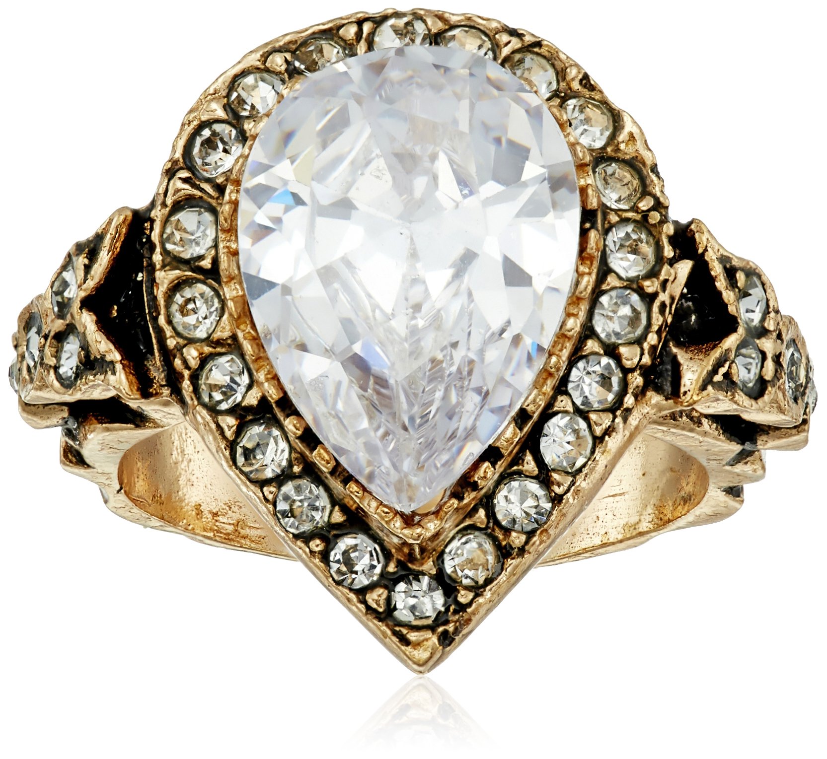 Vintage Teardrop Swarovski Crystal Ring - Elegant Handmade Jewelry for Women, Perfect for Weddings, Parties & Special Occasions