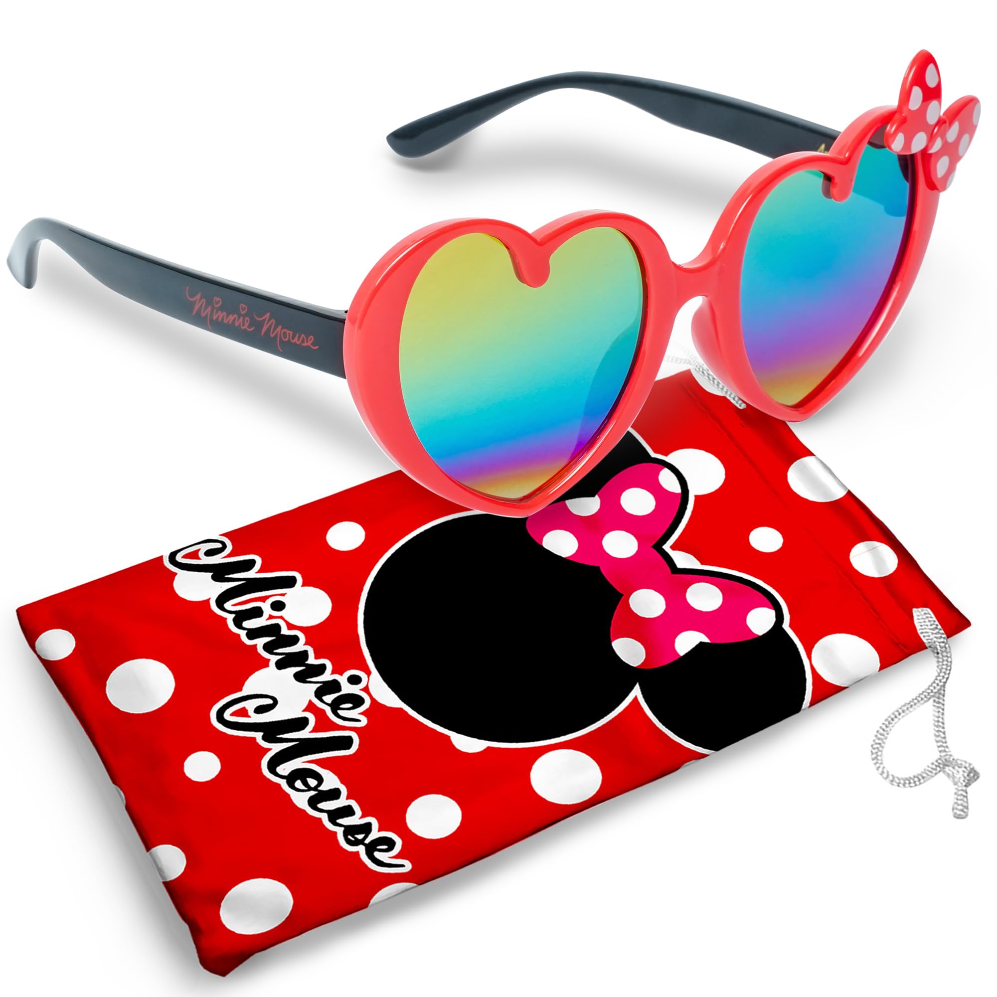 Minnie Mouse Sunglasses for Toddler Girls with Soft Case - UV Protection Disney Sunglasses for Kids - Perfect for Disney World Trips, Beach Outings & Summer Vacation Accessories