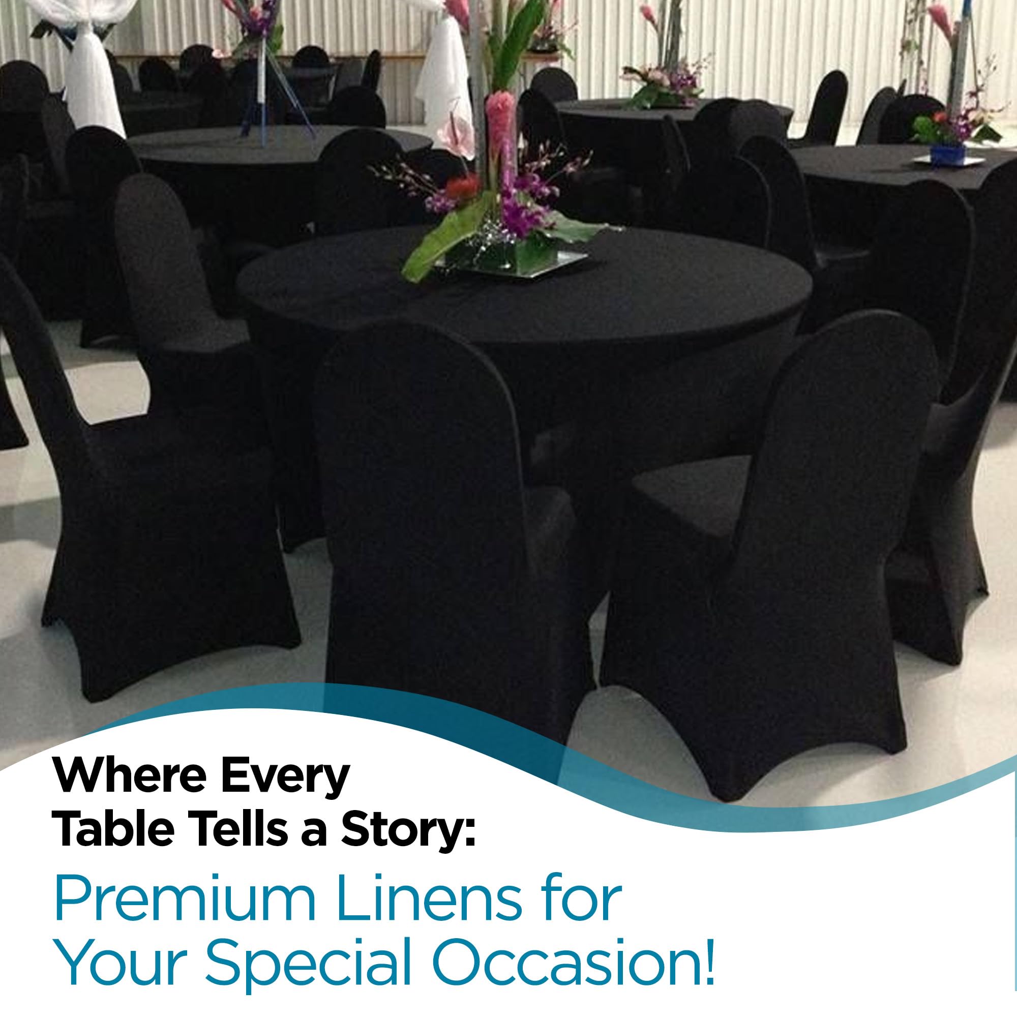 Premium Spandex Banquet Chair Covers with Arched Front Design - 100-Piece Set of Durable, Stretchable Slipcovers for Weddings, Parties & Special Events - Elegant Black Chair Covers Perfect for Banquet Halls, Restaurants, and Celebrations - Washable & Wrinkle-Resistant for Easy Maintenance