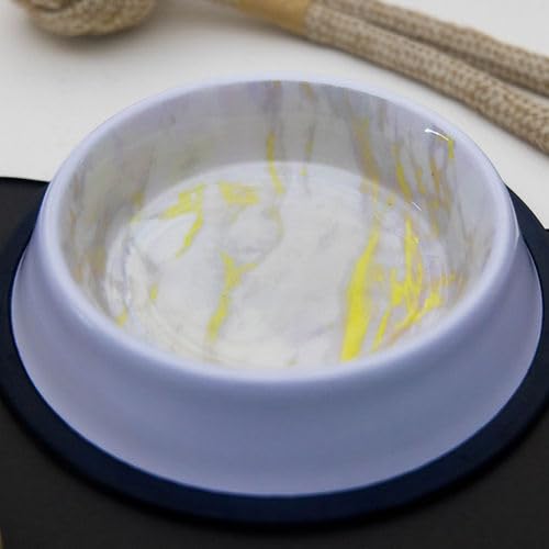 Premium Stainless Steel Dog Bowl with Anti-Slip Rubber Base - Gold & White Tiger Marble Design for Adult Dogs, Puppies & Cats - 16oz (0.45L) Pet Food & Water Dish - Perfect for Home, Travel & Outdoor Use