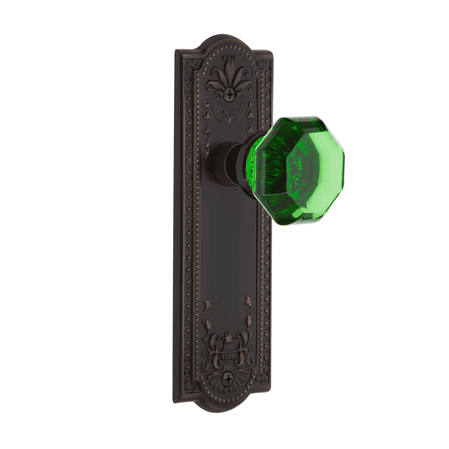 Timeless Bronze Meadows Long Plate with Emerald Waldorf Knob - Elegant Dining Tableware for Fine Dining & Special Occasions