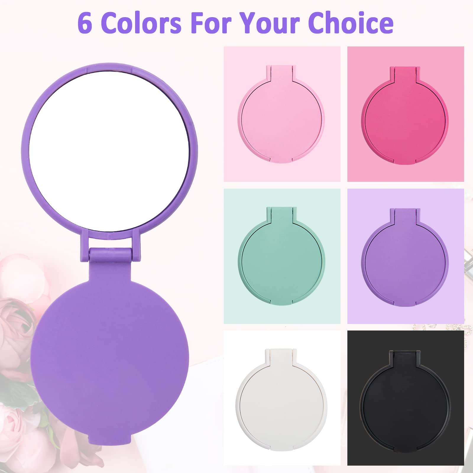 12 Pcs Mini Folding Compact Mirror Set - 2.4 Inch Round Portable Travel Makeup Mirror for Women & Girls - Perfect for Purse, Travel, Home & Daily Makeup Use