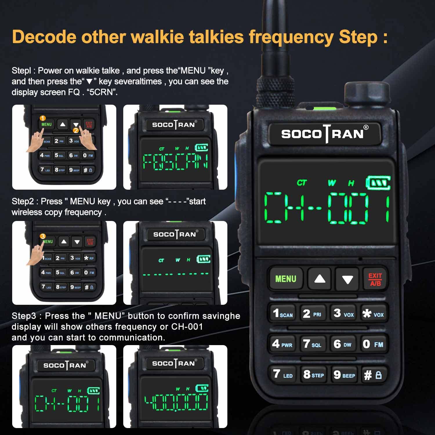 SOCOTRAN UV-5118 Dual Band Walkie Talkie (108-660MHz) - Air Band, Marine Radio, Police Scanner with NOAA Weather Alert, VOX & Hidden LCD Display (Red) - Ideal for Outdoor Adventures, Emergency Communication & Security Monitoring