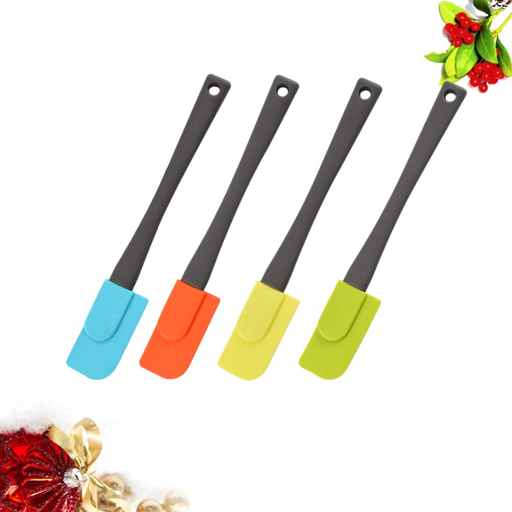 Hemoton 4-Piece Silicone Spatula Set - Bread Jam Spreader, Frosting Knife, Butter Scraper, Cheese & Peanut Butter Spatula - Non-Stick Baking & Cooking Tools for Cake Decorating, Jelly Spreading, Kitchen Essentials