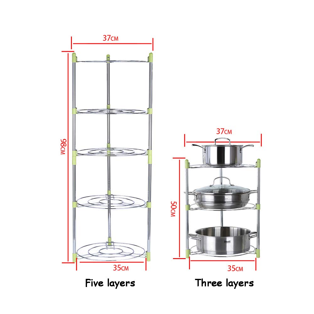 5-Tier Multi-Function Kitchen Pot Rack Organizer - Heavy Duty Floor Shelf for Pots, Pans & Cookware Storage - Perfect for Small Kitchens, Pantry Organization & Cooking Space Optimization