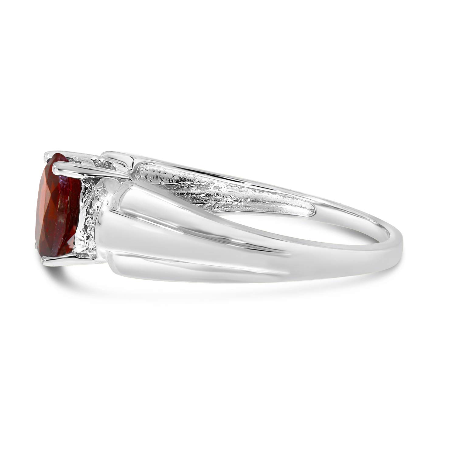 10K White Gold Oval Garnet and Diamond Ring for Women - Elegant Birthstone Jewelry Gift for Anniversary, Engagement, or Special Occasion