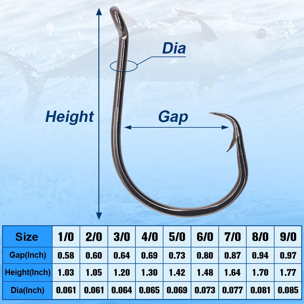 XFISHMAN 12/0 Circle Hooks - 50 Pack Saltwater Fishing Hooks for Octopus & Big Game Fish - Perfect for Deep Sea Fishing & Offshore Angling