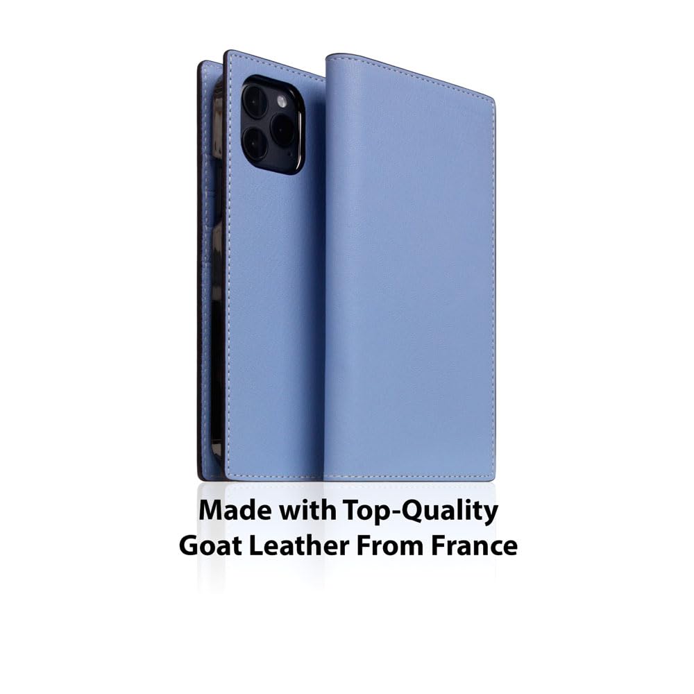 Premium D9 French Chevere Sully Leather Wallet Case for iPhone 12 Pro Max - Handcrafted Genuine Leather Diary Style with 3 Card Slots & Side Cash Pocket | Luxury Protective Phone Cover | Perfect for Business, Travel & Everyday Use (Blue Vista)
